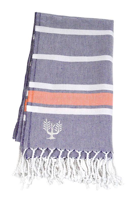 Luxury Hampton hammam towel, soft premium cotton, pink and orange stripe, quick-drying, absorbent, handloomed in Turkey, 90x180cm by Wildash London at brixbailey.com