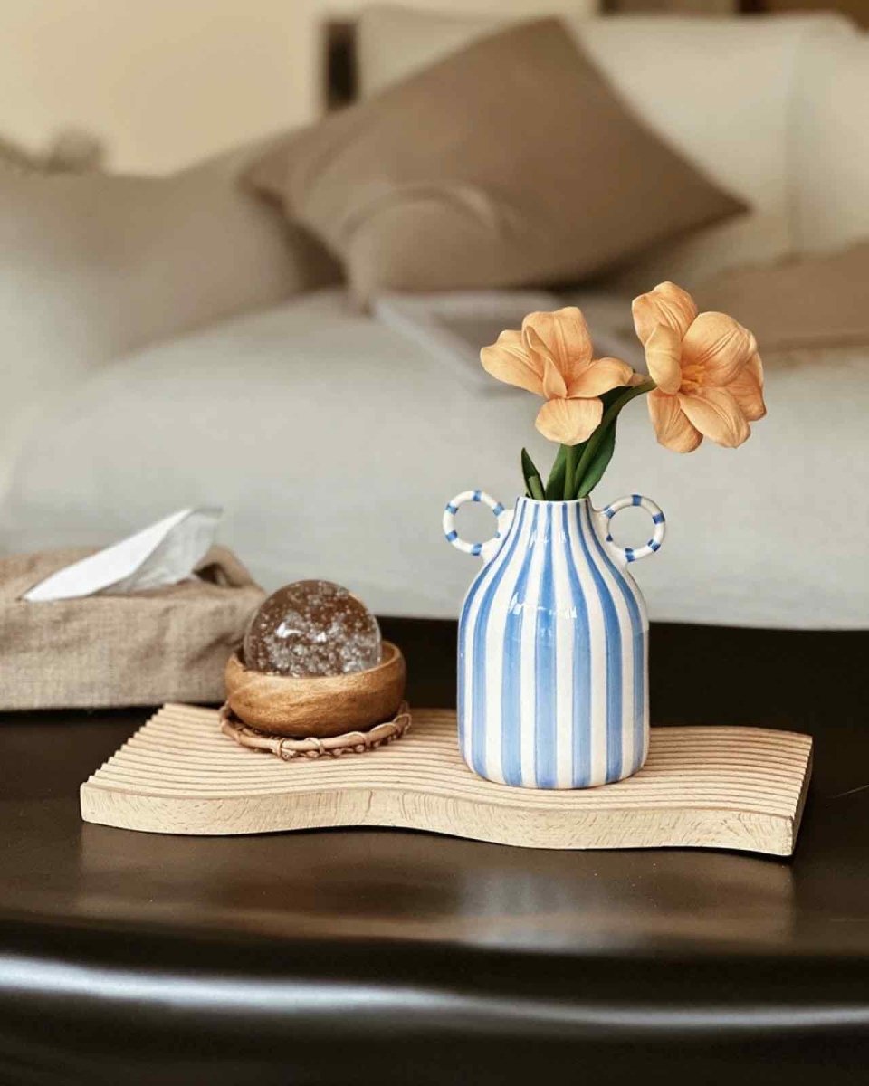 Hand Painted Dual Handle Ceramic Vases - Thumbnail 5