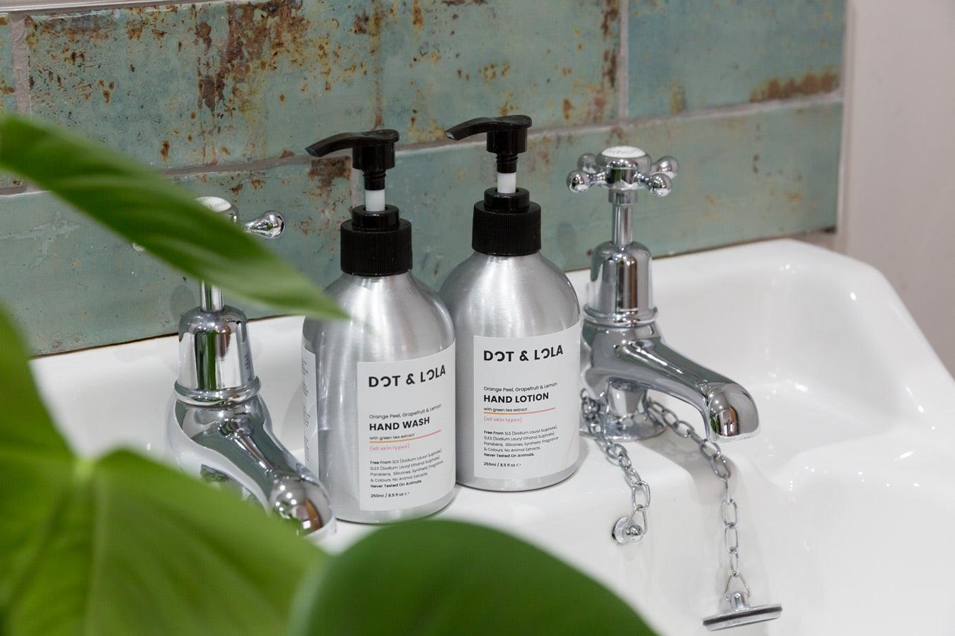 Premium citrus hand wash with orange peel, grapefruit, lemon, green tea, and vitamin E for soft, refreshed hands by Dot &amp; Lola at brixbailey.com