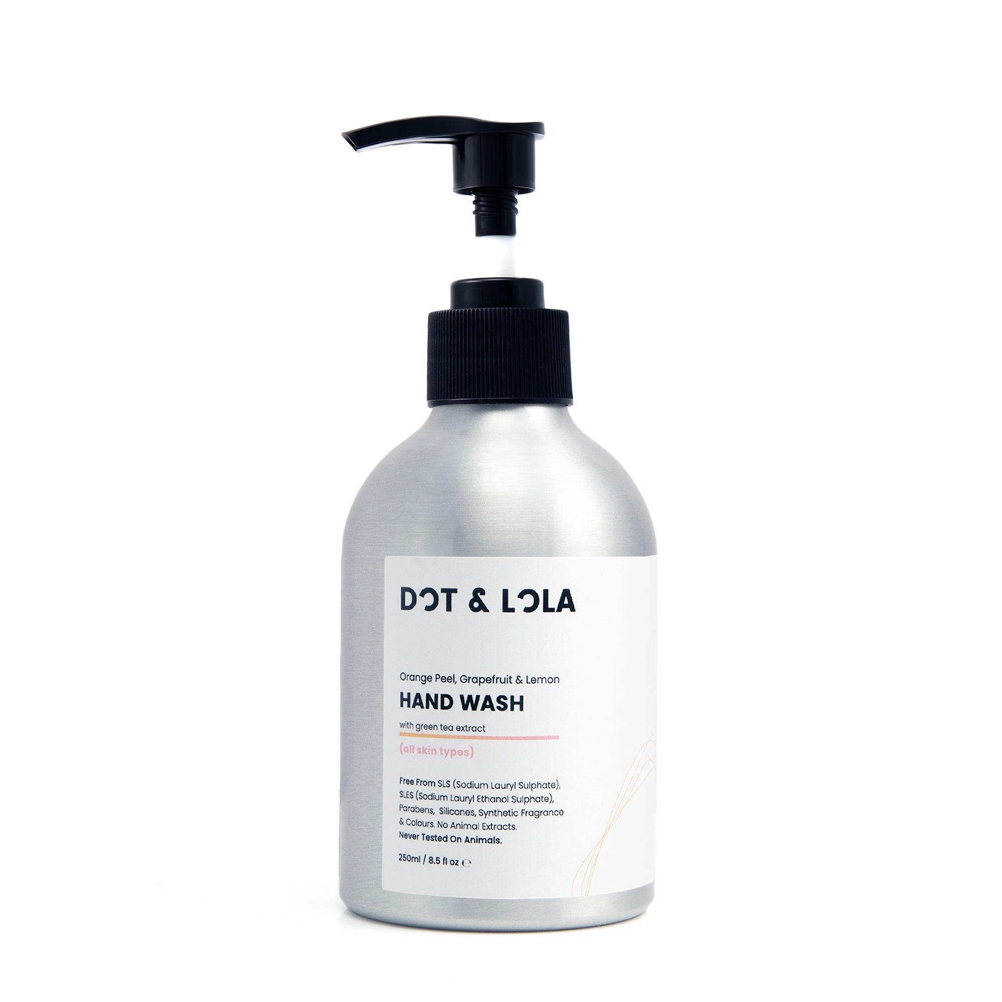 Luxury citrus hand wash with orange peel, grapefruit, lemon, green tea, vitamin E, and aloe vera, natural antiseptic, moisturizing, eco-friendly by Dot &amp; Lola at brixbailey.com