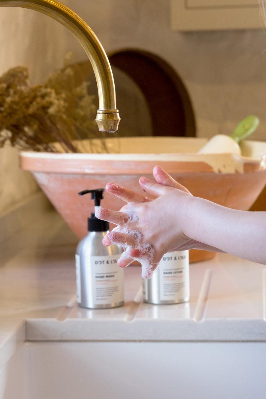 Premium citrus hand wash with orange peel, grapefruit, lemon, green tea, vitamin E, and aloe vera, natural antiseptic, moisturizing, eco-friendly, cruelty-free by Dot &amp; Lola at brixbailey.com