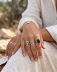 Vintage Oval Gemstone Adjustable Ring – Boho Statement Ring | Gold & Silver Finish