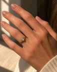 Vintage Celestial Gemstone Ring – Adjustable Boho Statement Ring