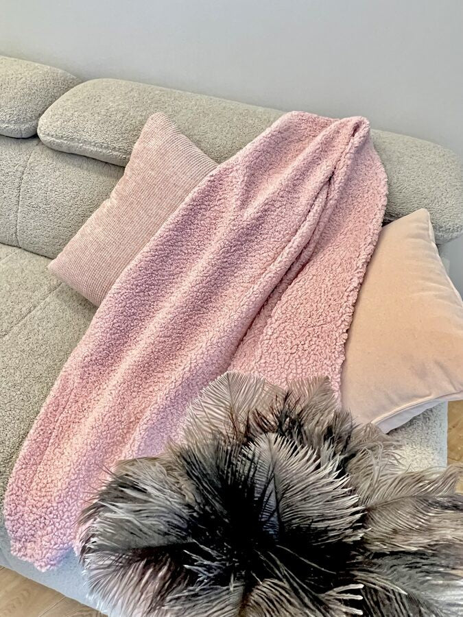 Dusty Pink Soft Teddy Bedspread and Blanket