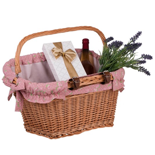 Handmade Natural Willow Bicycle Basket with Fabric Liner