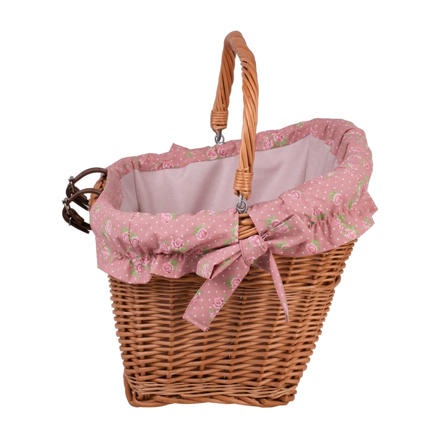 Handmade Natural Willow Bicycle Basket with Fabric Liner