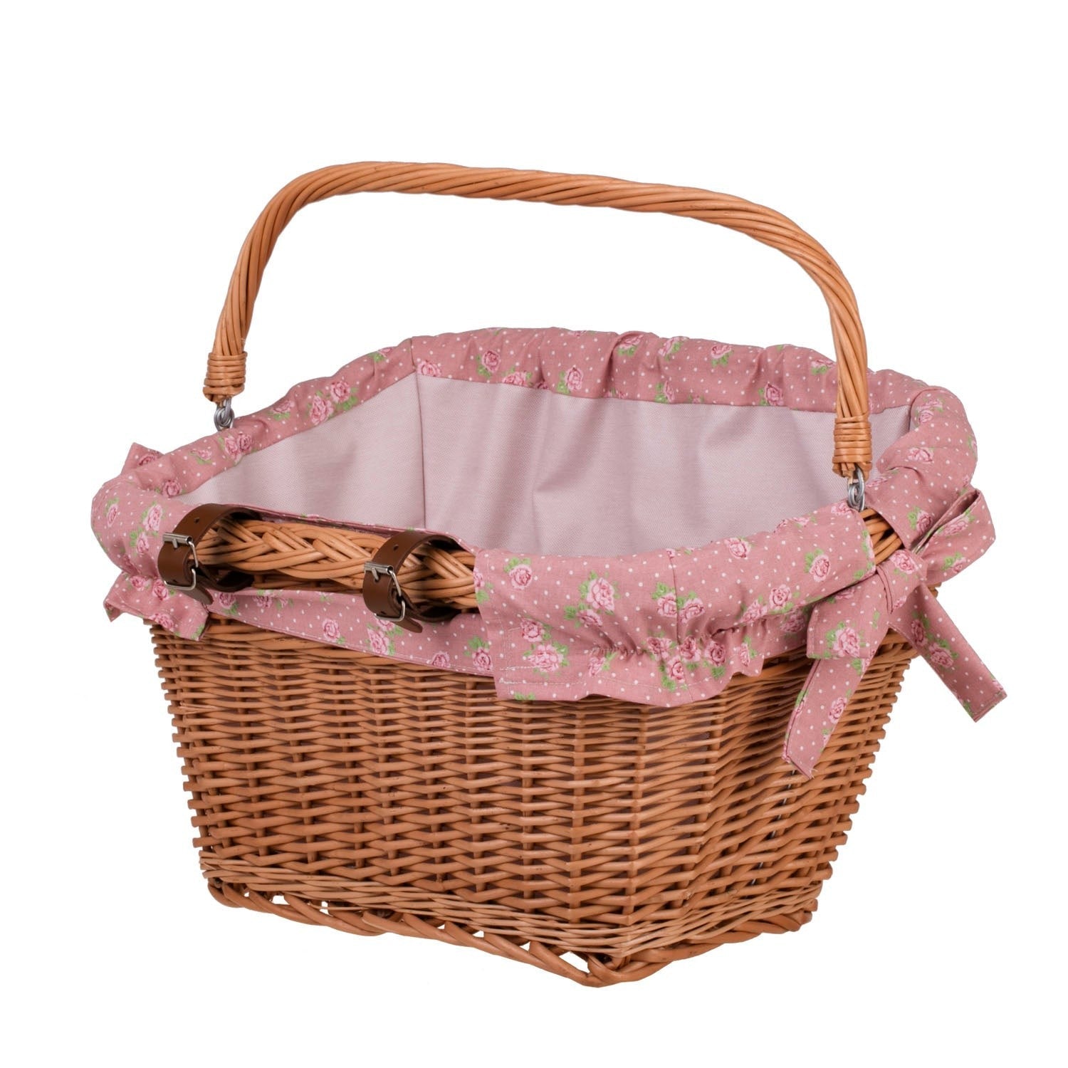 Handmade Natural Willow Bicycle Basket with Fabric Liner