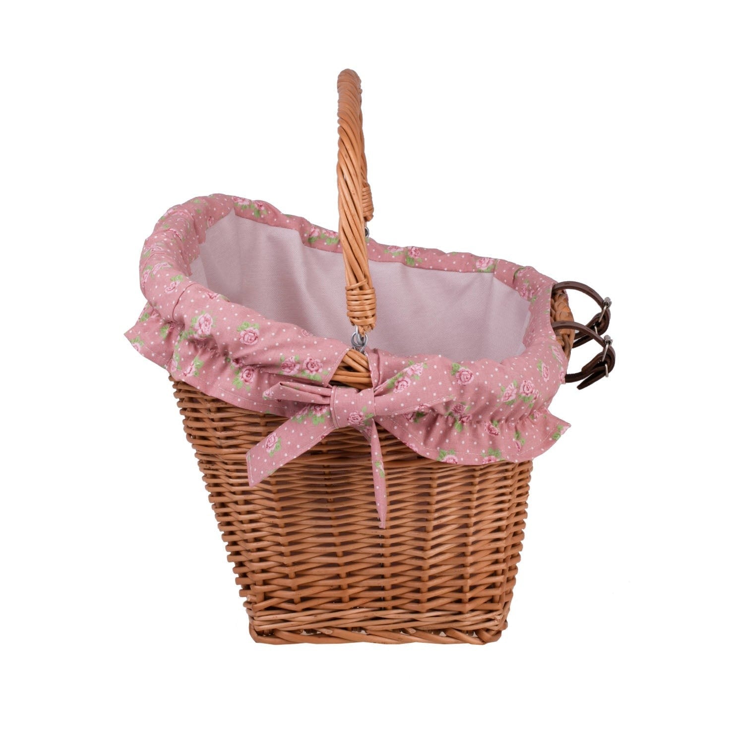 Handmade Natural Willow Bicycle Basket with Fabric Liner
