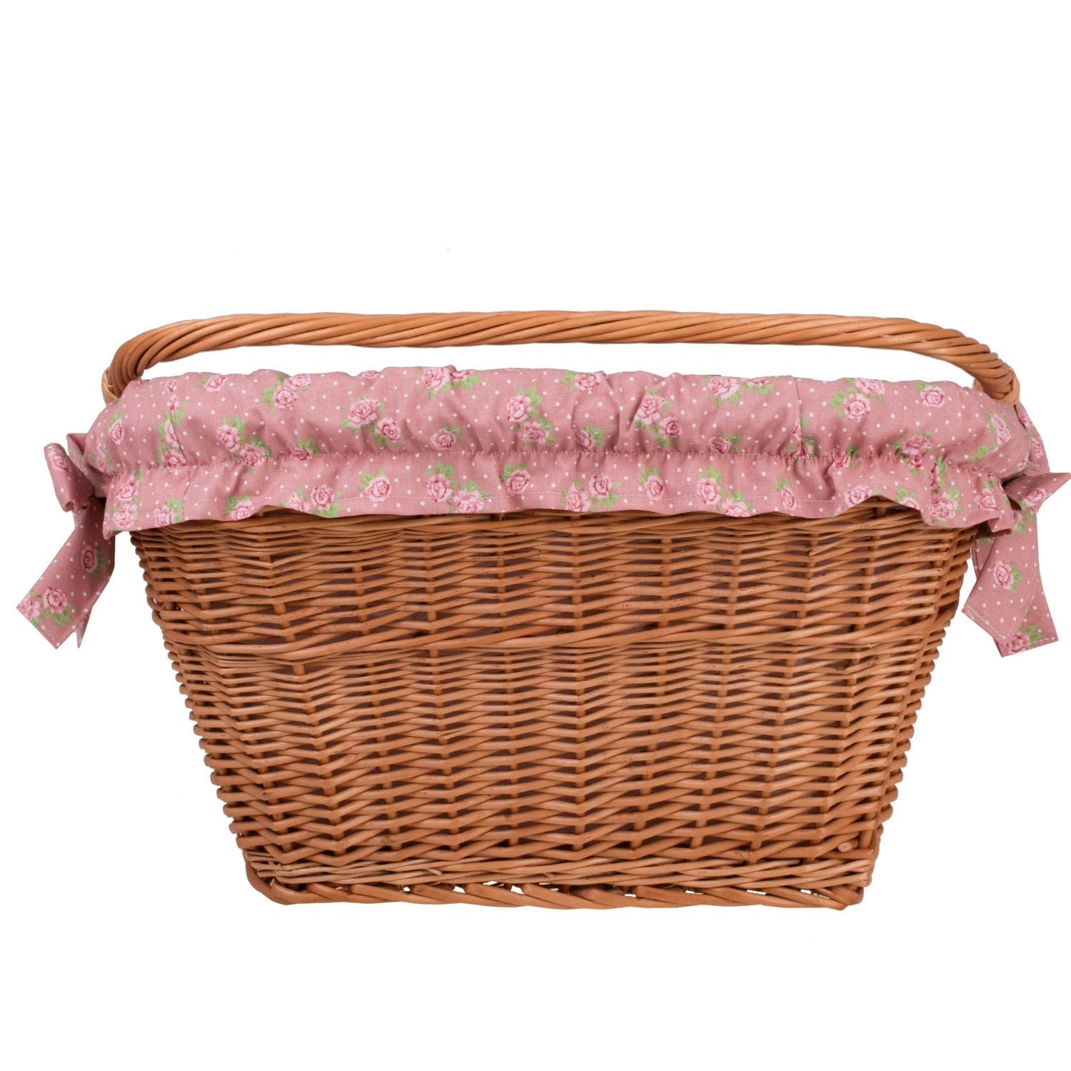Handmade Natural Willow Bicycle Basket with Fabric Liner