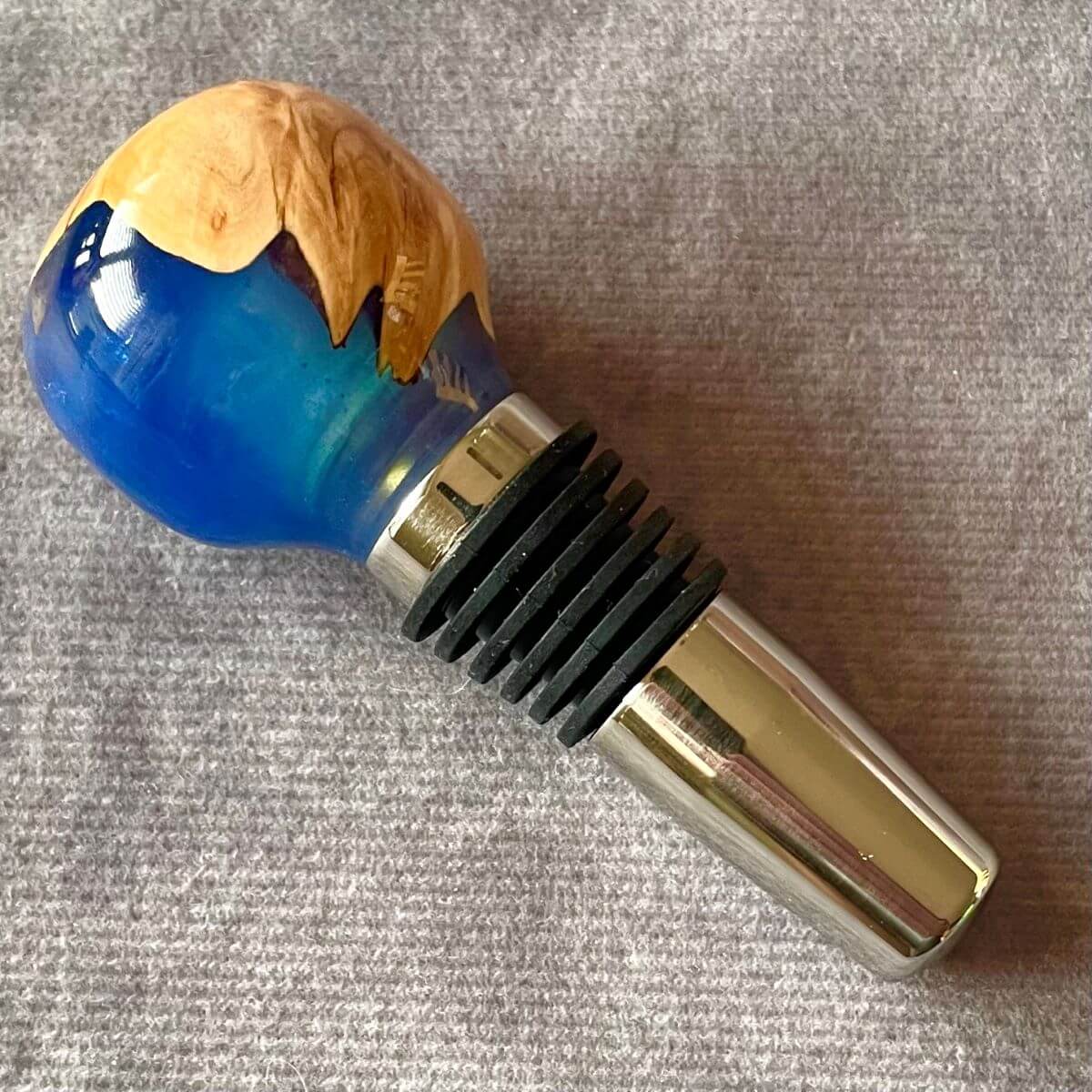 Luxury Handmade Burr Wood &amp; Resin Wine Stopper | Unique Wine Gift
