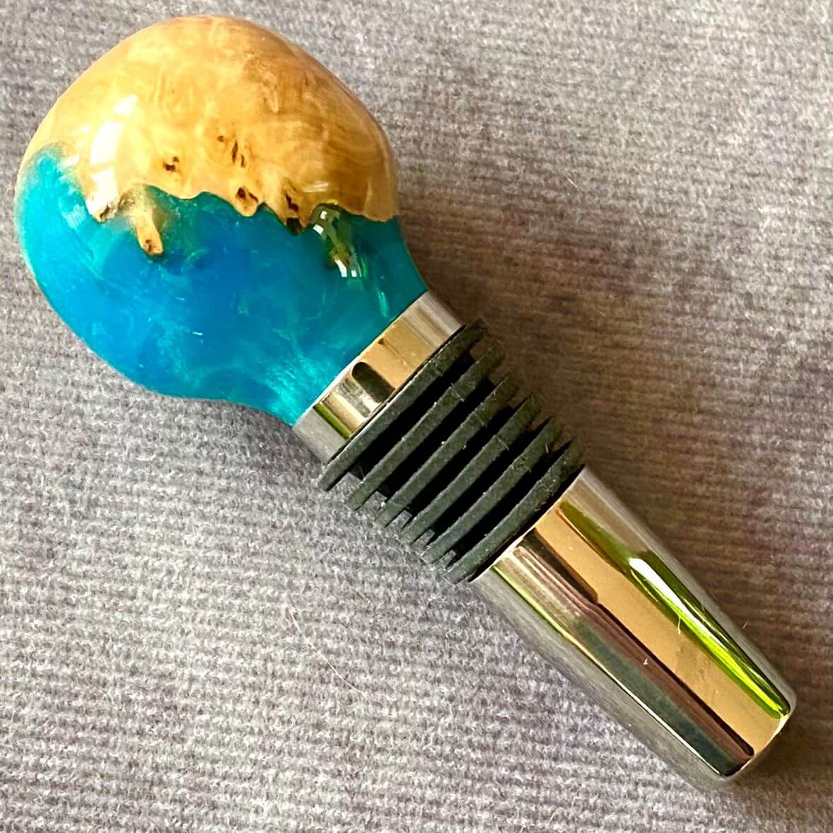 Luxury Handmade Burr Wood &amp; Resin Wine Stopper | Unique Wine Gift