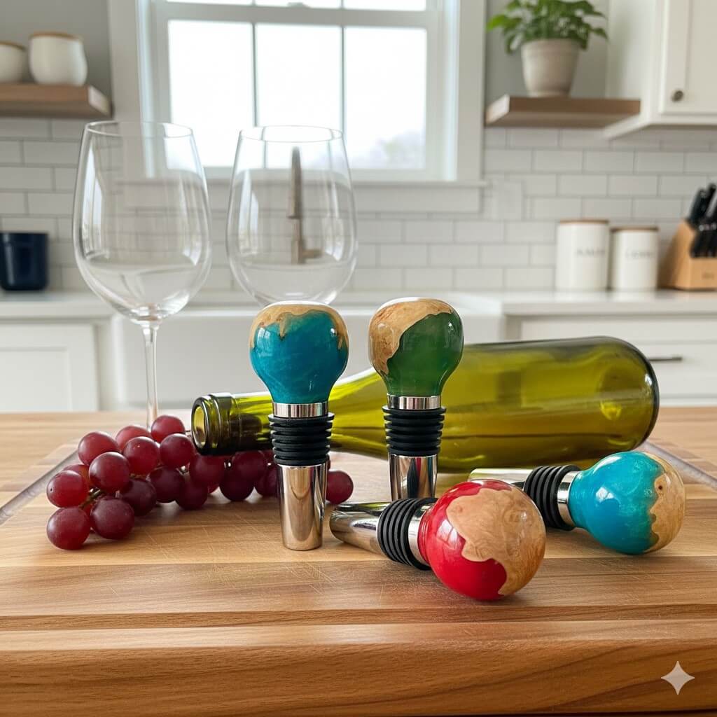 Luxury Handmade Burr Wood & Resin Wine Stopper | Unique Wine Gift