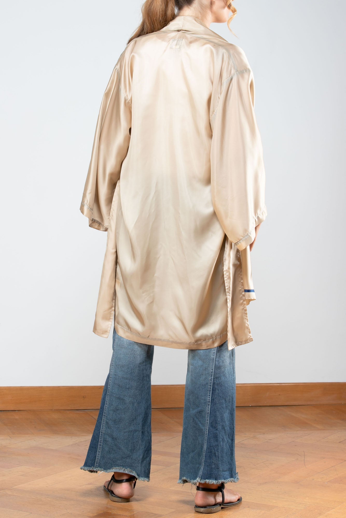Oversized Kimono Gown with Belt in Fluid Cupro