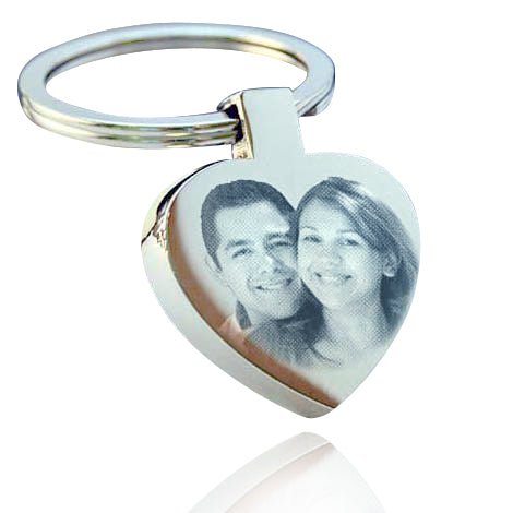Personalised Heart Photo Keyring – Double-Sided Stainless Steel Engraving