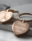 Personalised Rose Gold Heart Keyring – Double-Sided Photo Engraving
