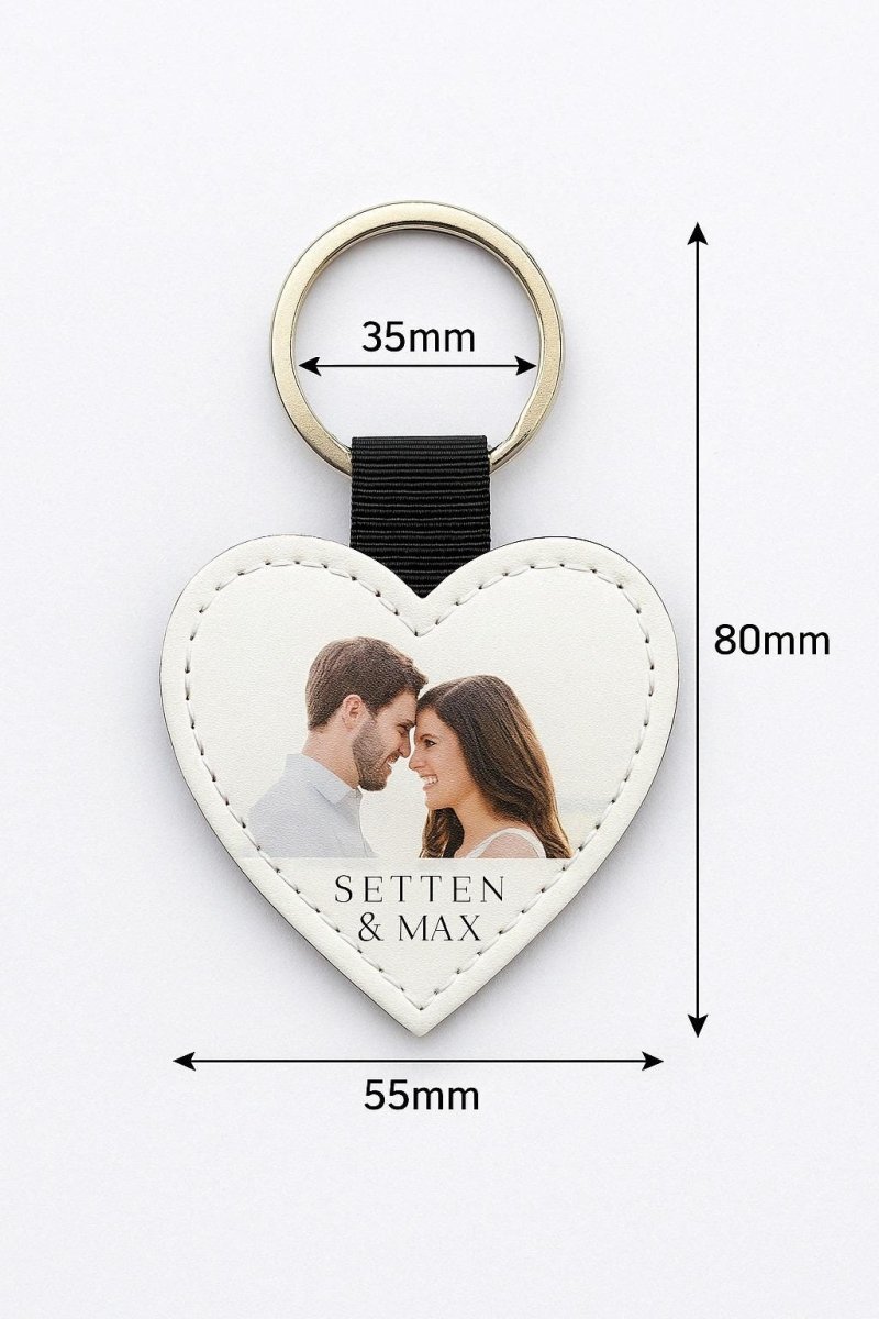 Heart Photo Keyring – Custom Wedding Favour Keepsake With Names &amp; Date