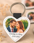 Heart Photo Keyring – Custom Wedding Favour Keepsake With Names & Date