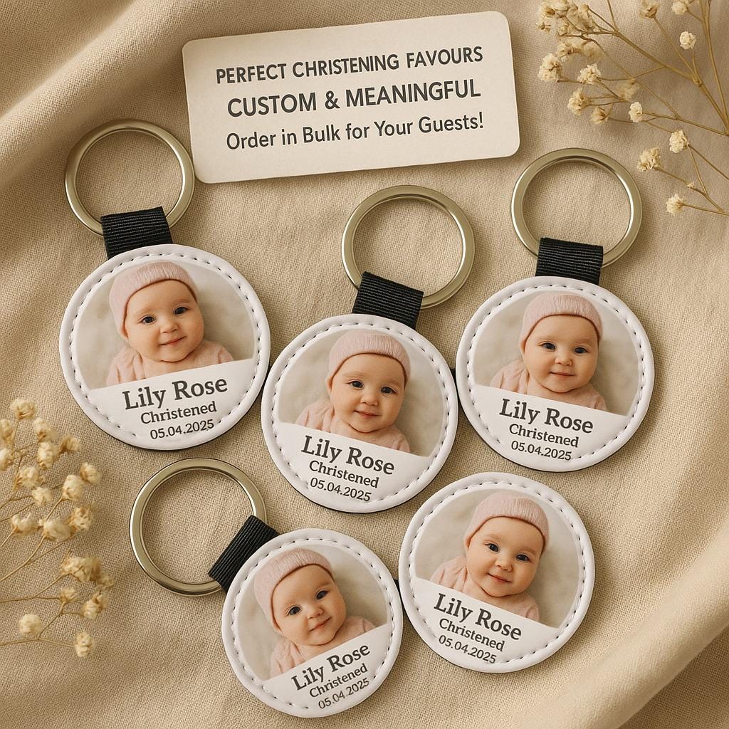 Heart Photo Keyring – Custom Wedding Favour Keepsake With Names &amp; Date