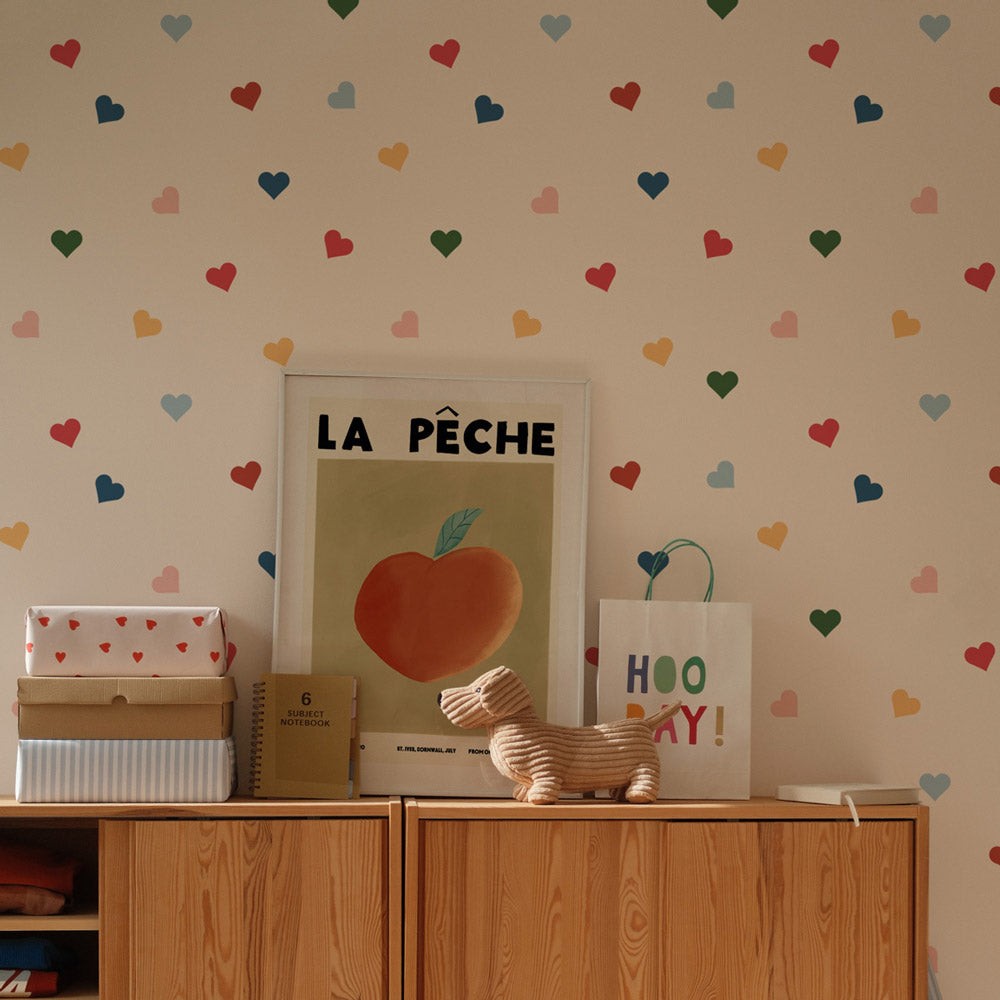 Bright Hearts Kids Room Wallpaper