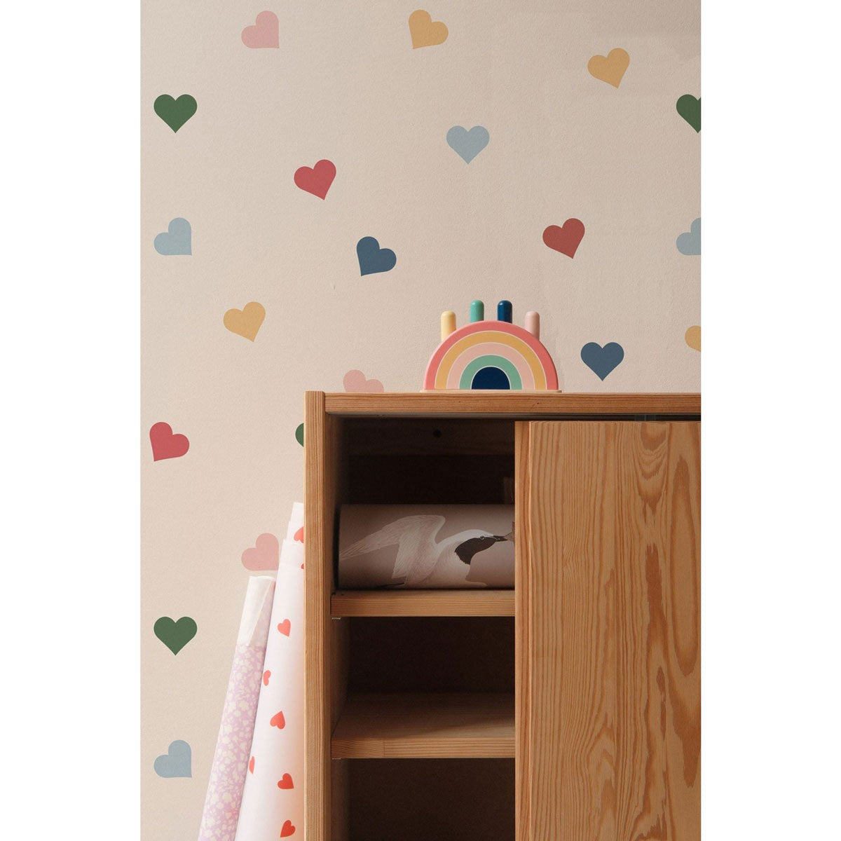 Bright Hearts Kids Room Wallpaper