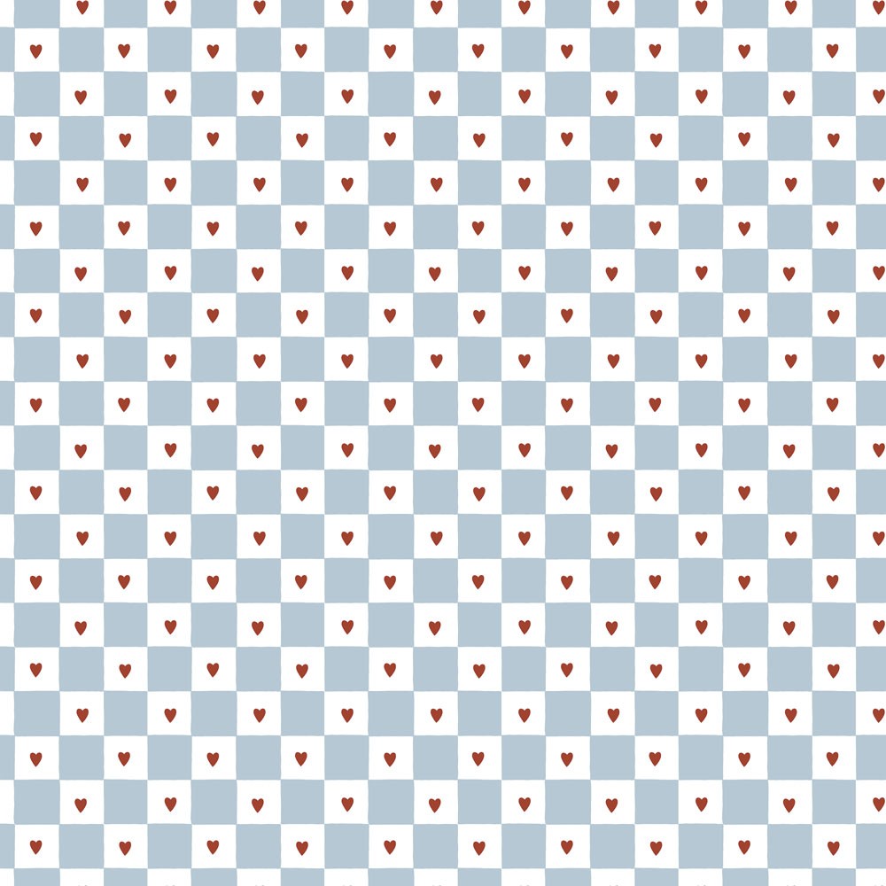 French Hearts Check Wallpaper for Children