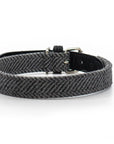 THE BALMORAL | LUXURY GREY HERRINGBONE & LEATHER DOG COLLAR