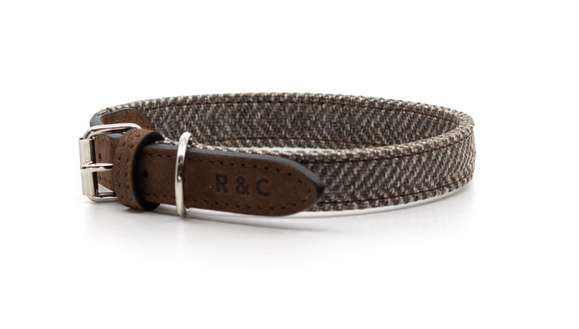 THE LINCOLN | LUXURY TWEED &amp; LEATHER DOG COLLAR