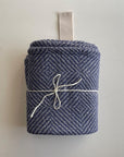 Big Linen Towel in Blue Fishbone