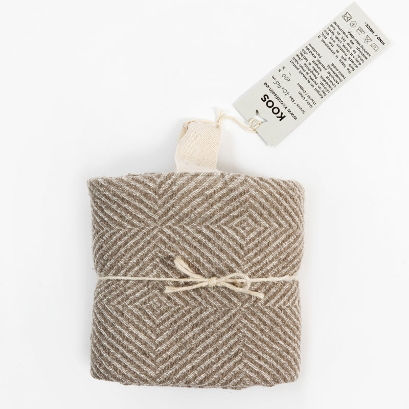 Beige Fishbone Linen Bath Towel