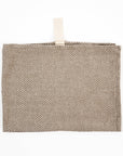 Beige Fishbone Linen Bath Towel