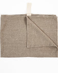 Beige Fishbone Linen Bath Towel