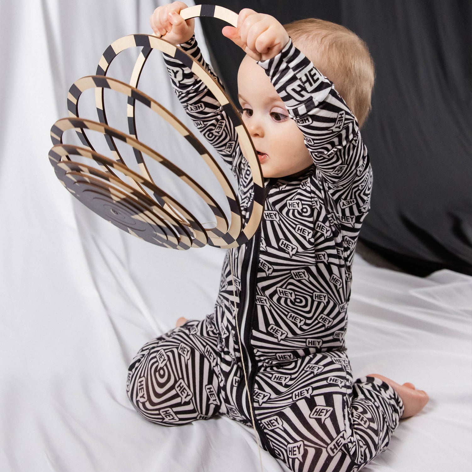 High Contrast Print Bamboo Zip Onesie - Soft & Stretchy for Baby Comfort & Development by NIXX BABY at brixbailey.com