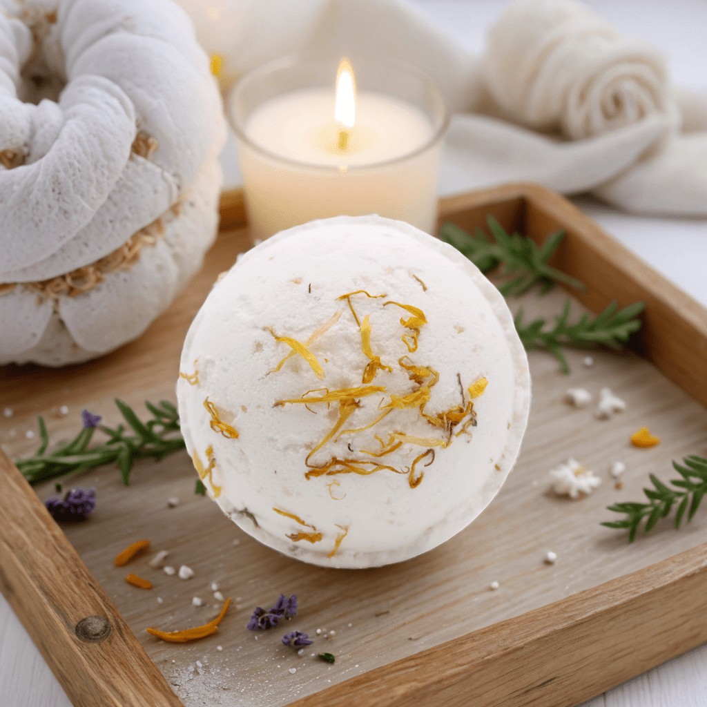 Himalayan Salt Bath Bomb - Energise with Lemon, Ginger, Orange &amp; Avocado Oil