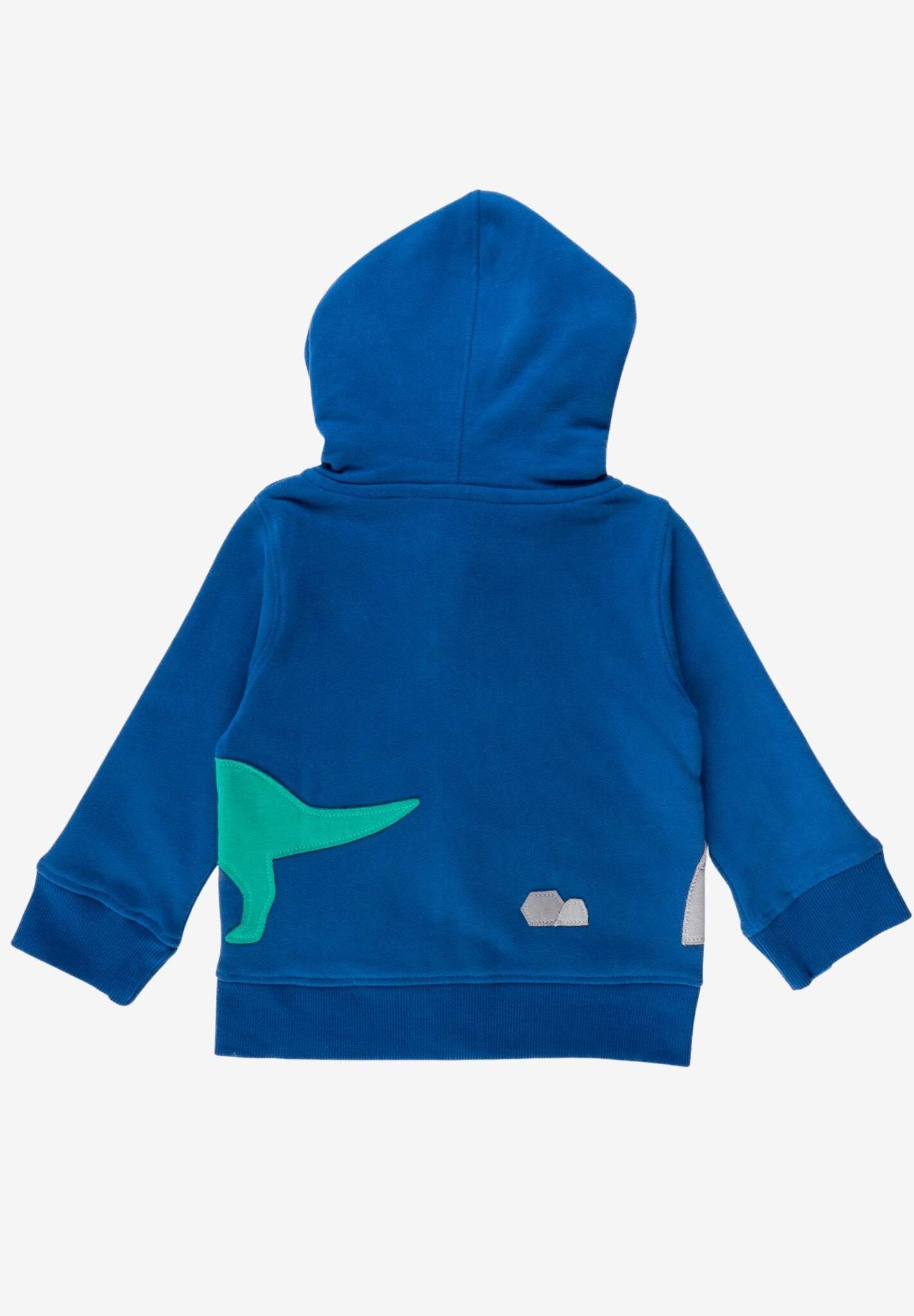 organic cotton dinosaur hoodie with T-Rex and volcano applique - cozy striped lining - GOTS certified - sustainable kids clothing by Toby Tiger at www.brixbailey.com