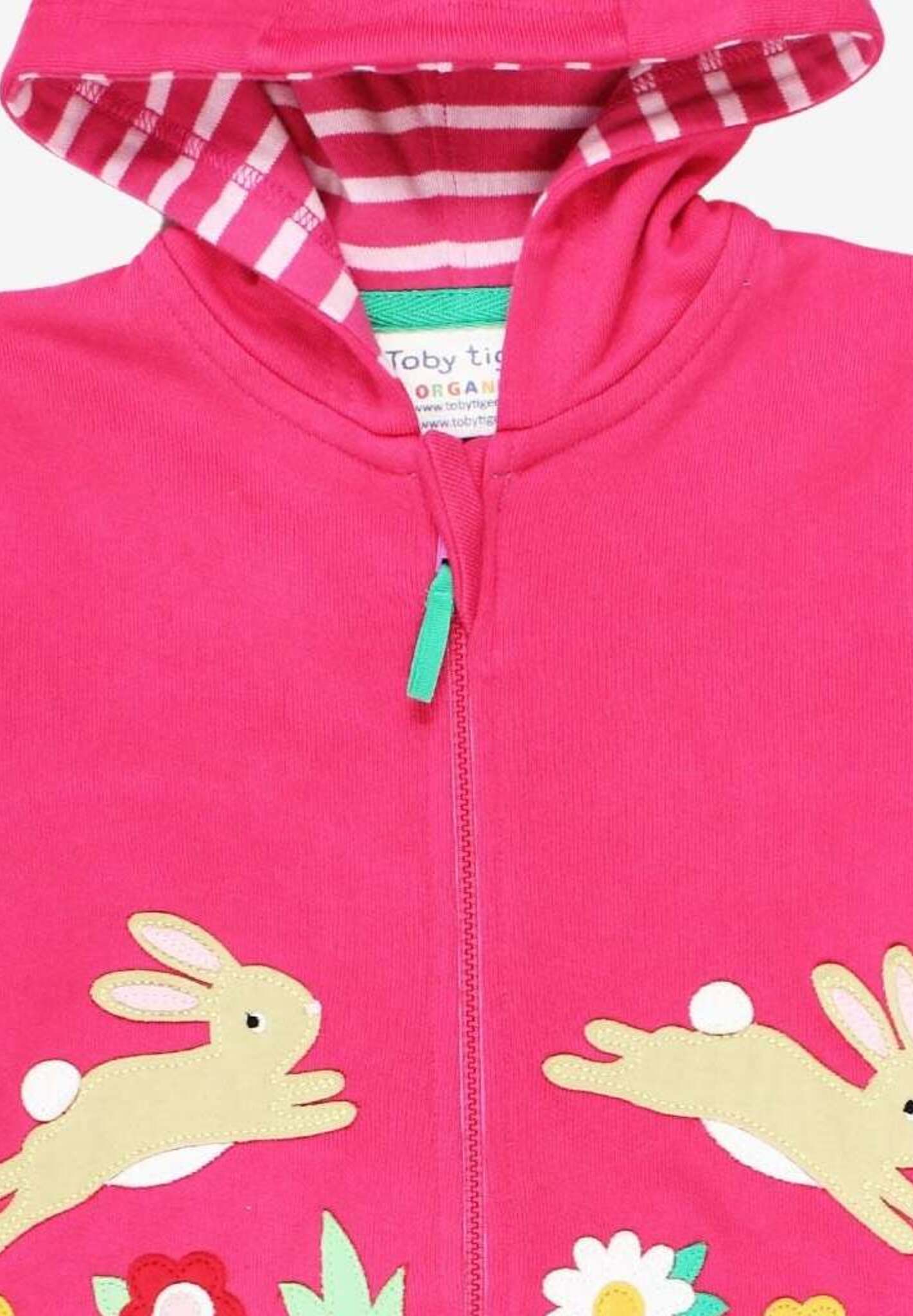 Premium Pink Bunny Hoodie with Ears - Soft Organic Cotton Kids Hooded Sweatshirt, Eco-Friendly and Machine Washable by Toby Tiger at brixbailey.com