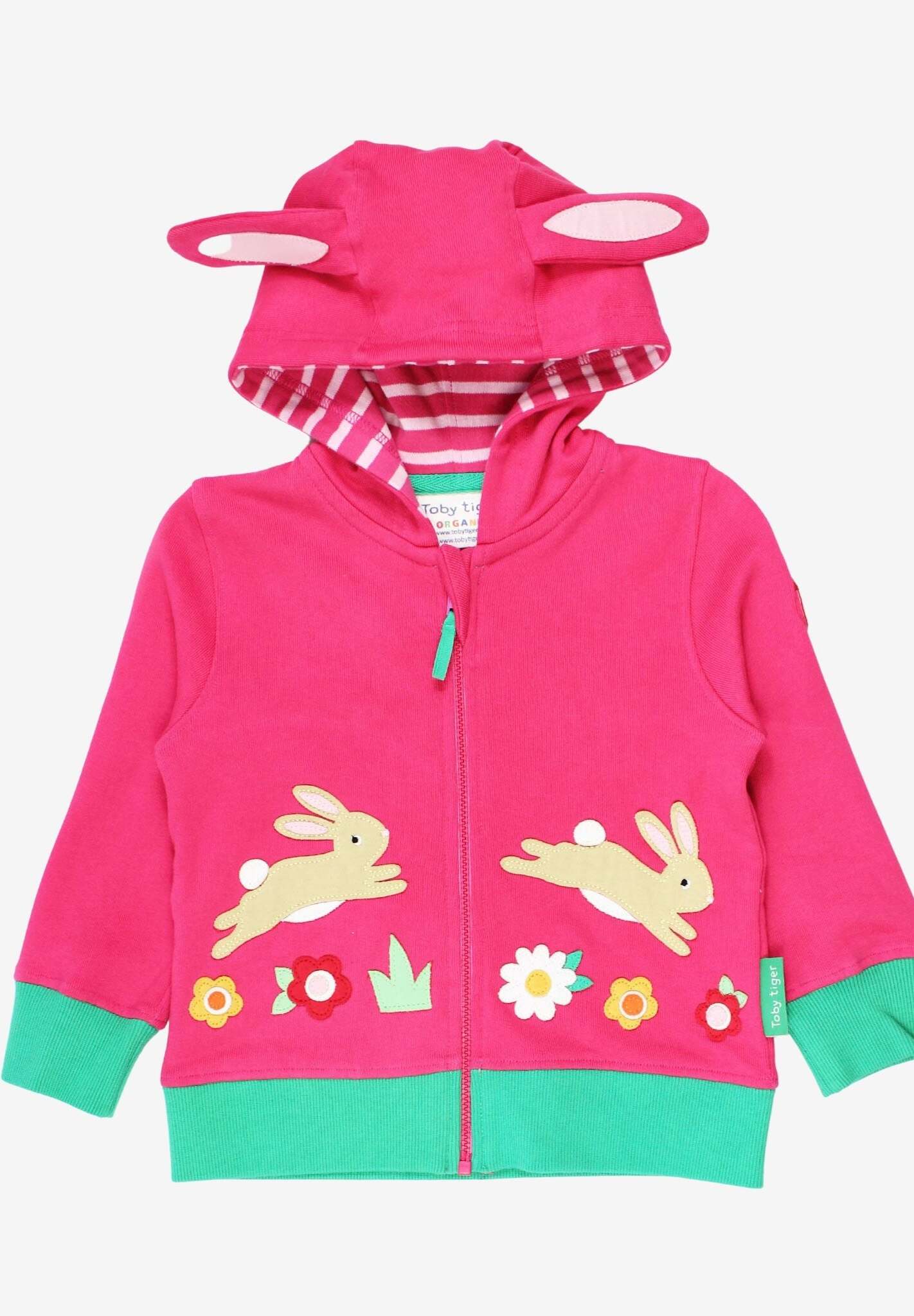 Premium Organic Cotton Bunny Hoodie with Ears - Soft Pink Kids Hooded Sweatshirt, Eco-Friendly &amp; Machine Washable by Toby Tiger at brixbailey.com