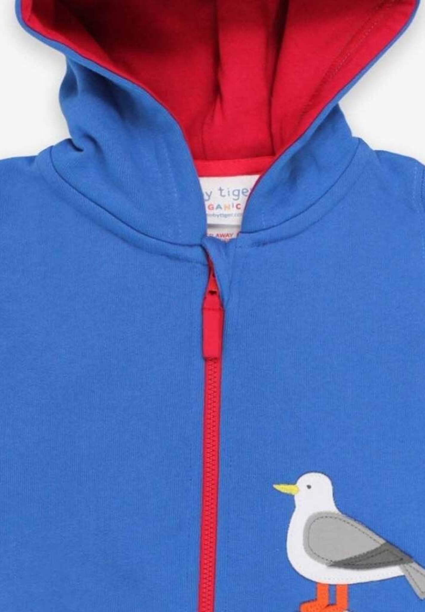 Maritime Vibes Navy Blue Hoodie with Seagull Applique and Comfortable Jersey Lining, Eco-Friendly Organic Cotton by Toby Tiger at brixbailey.com