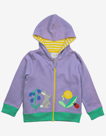 Organic Kids Hoodie with Spring Bunny and Bluebell Design - Soft GOTS-Certified Cotton for Year-Round Comfort by Toby Tiger at brixbailey.com