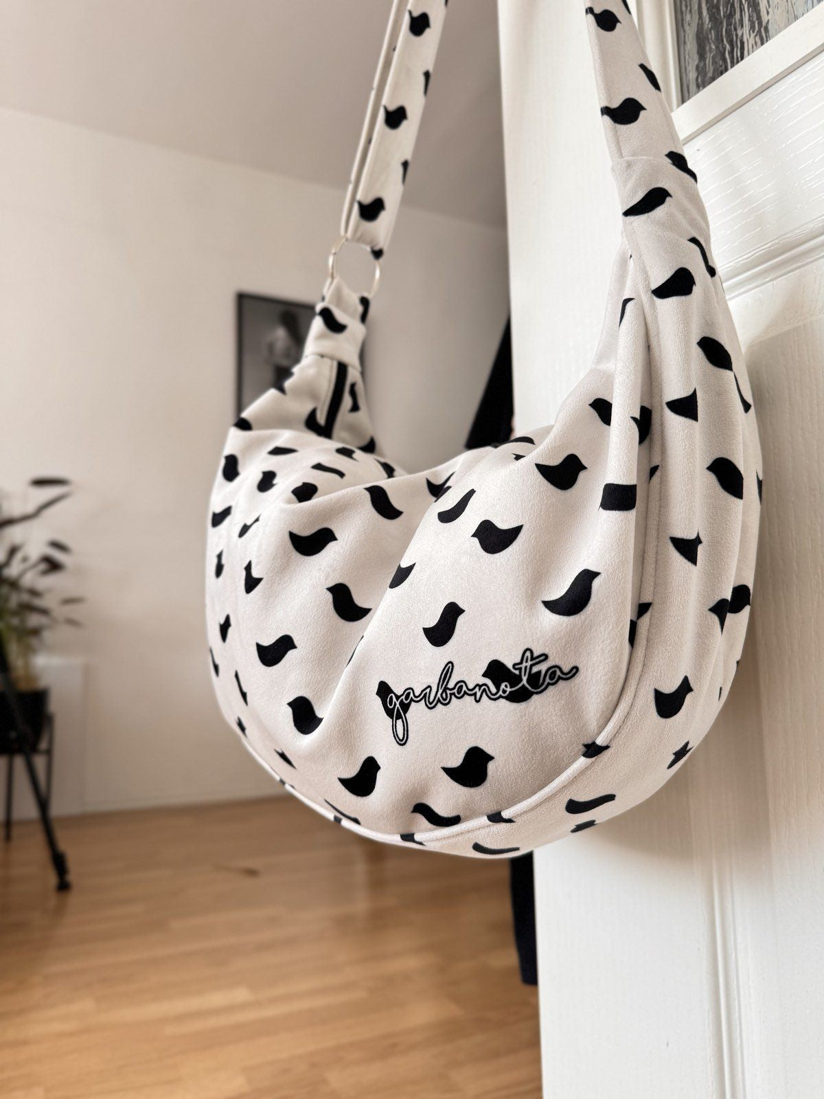 Chic Hobo Bag with Birds Design