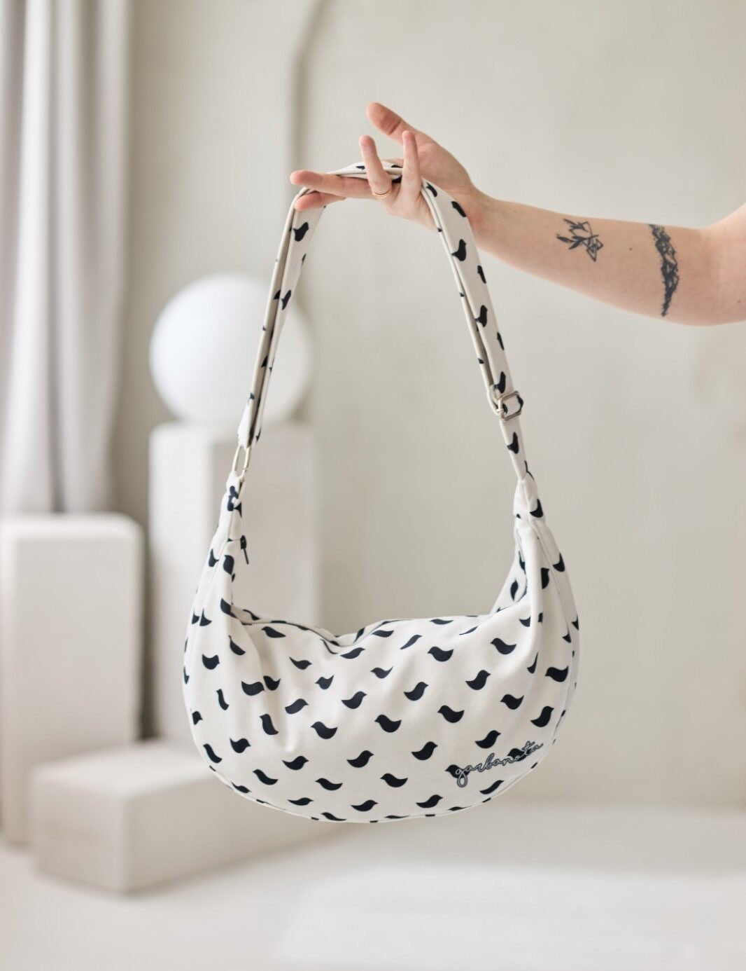 Chic Hobo Bag with Birds Design