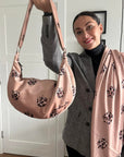 Brown Leopard Print Tulip Hobo Bag