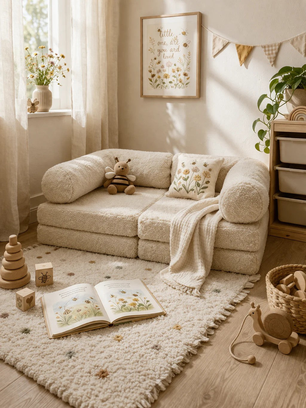 HoneyHug Soft Modular Sofa for Children – Teddy Cream