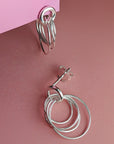Hoop Cluster Rings Sterling Silver Stud Earrings