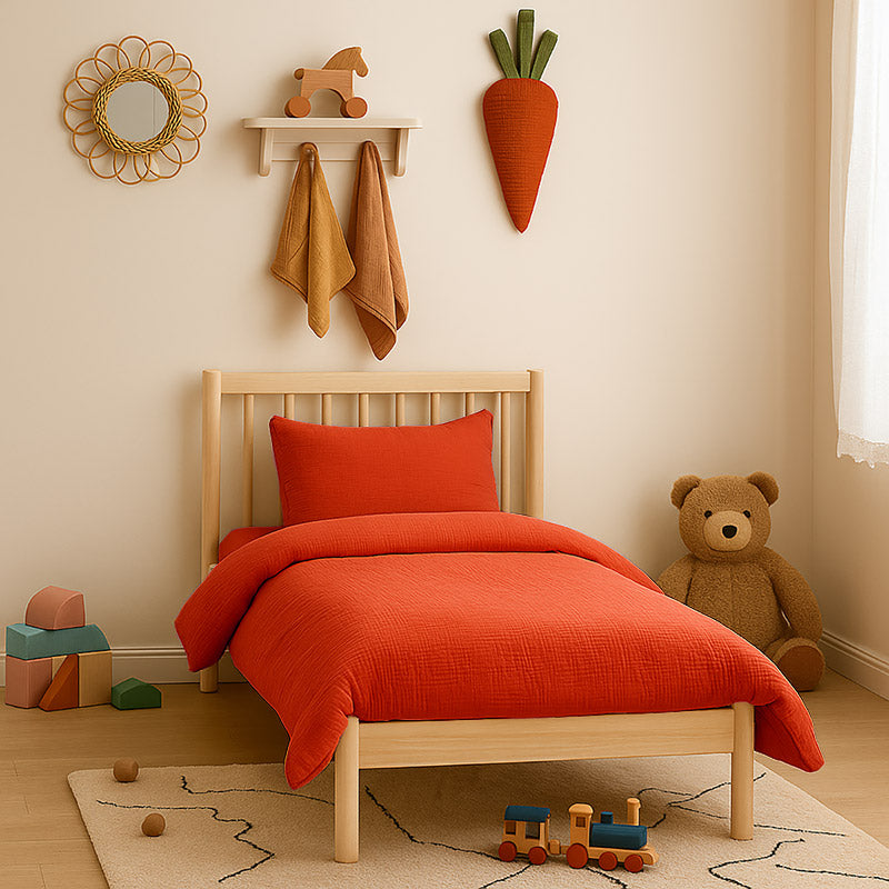 housse de couette en coton bio fraise biologique