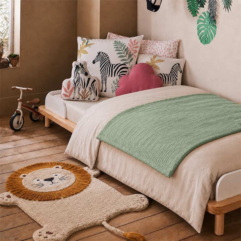 housse edredon 150 x 150 GOTS enfant coton bio vert