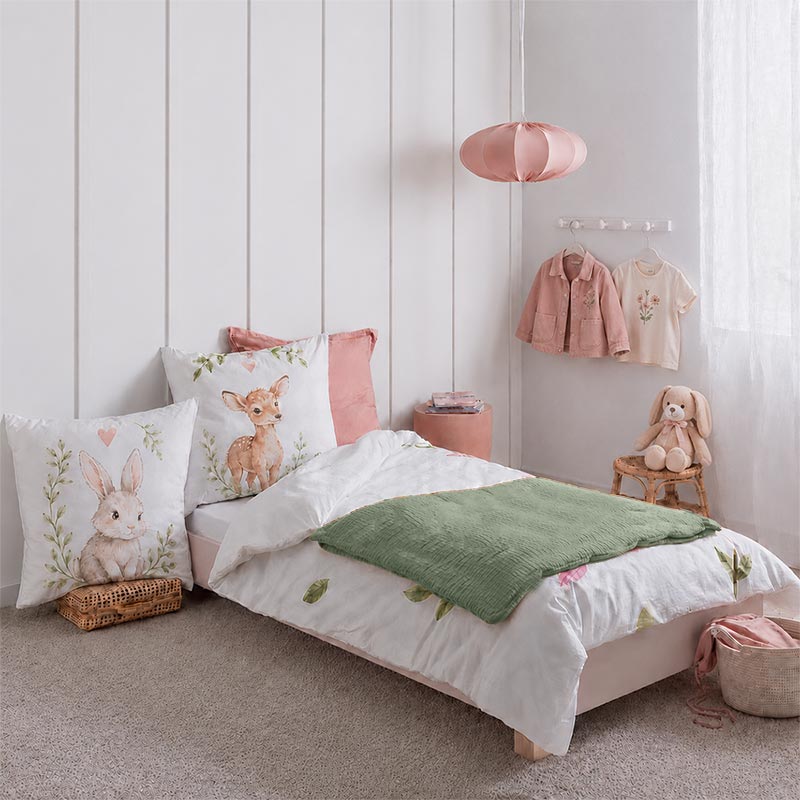 housse edredon 150 x 150 gaze de coton bio vert