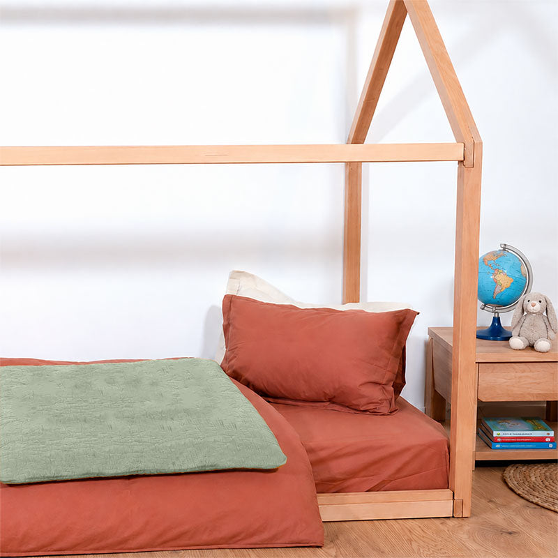 housse edredon 150cm gaze de coton bio vert