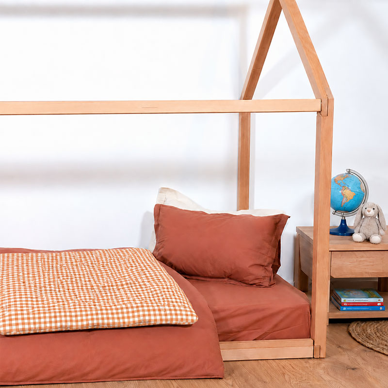 housse edredon 150 x 150 coton Vichy biologique