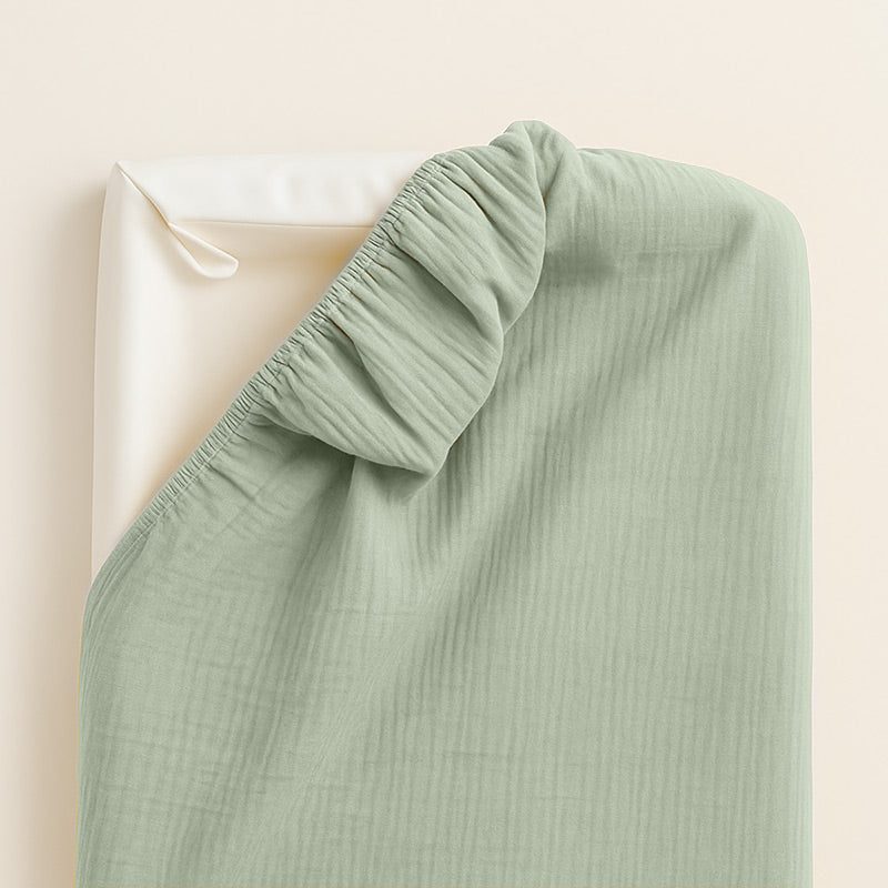 housse matelas a langer coton bio papate vert gaze
