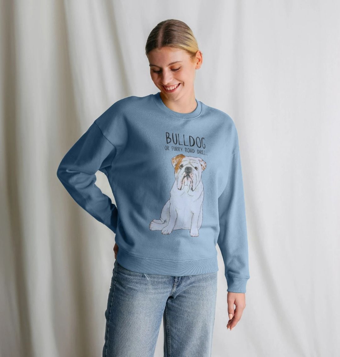 Bulldog Bliss: Furry Road Drill Oversized Sweatshirt for Fierce &amp; Cozy Style!